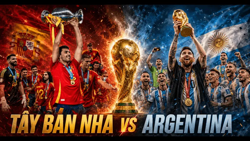 Cầu thủ Tây Ban Nha và Argentina đang tranh chấp trên sân Cầu thủ Tây Ban Nha và Argentina đang tranh chấp trên sân
